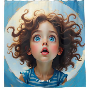 Fantasy Cute Girl Blue Eyes Shower Curtain