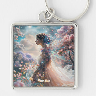 Fantasy Cute Girl Garden Flowers Key Ring