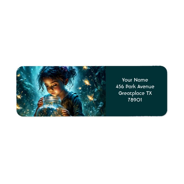 Fantasy Cute Girl Jar Fireflies Return Address Label (Front)