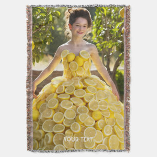 Fantasy Cute Girl Lemon Dress Throw Blanket