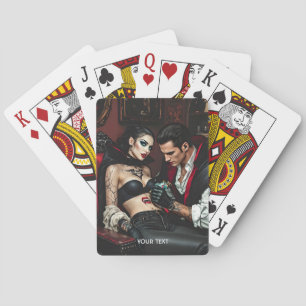 Fantasy Cute Girl Man Tattoo Playing Cards