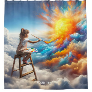 Fantasy Cute Girl Painting Sun Shower Curtain