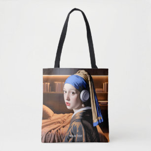 Fantasy Cute Girl Pearl Headphones Tote Bag