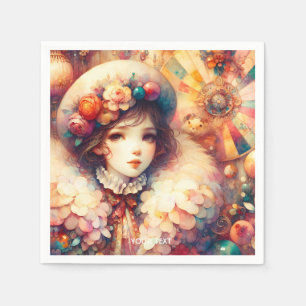 Fantasy Cute Girl Pink Pastel Napkin