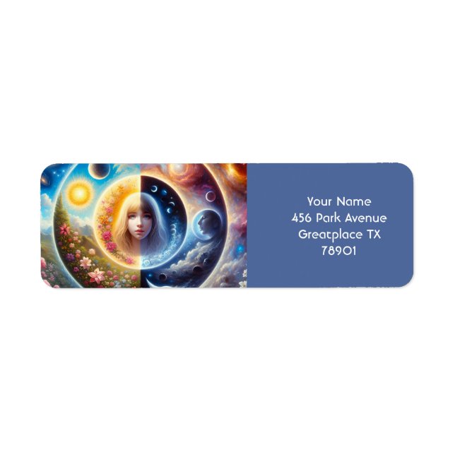 Fantasy Cute Girl Space Sphere Return Address Label (Front)