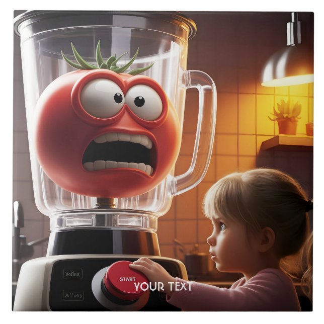 Fantasy Cute Girl Tomato Blender Ceramic Tile (Front)