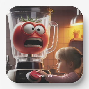 Fantasy Cute Girl Tomato Blender Paper Plate