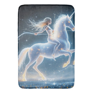 Fantasy Cute Girl Unicorn Space Bath Mat