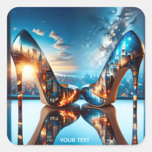 Fantasy Cute Glass Shoes City Square Sticker