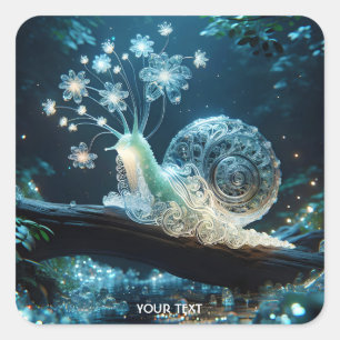 Fantasy Cute Glass Snail Sea Square Sticker