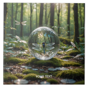 Fantasy Cute Glass Sphere Dragonfly Ceramic Tile