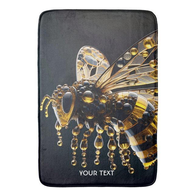 Fantasy Cute Glass Yellow Black Bee Bath Mat (Front Vertical)