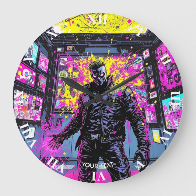 Fantasy Cute Glitch In Gallery Large Clock (Front)