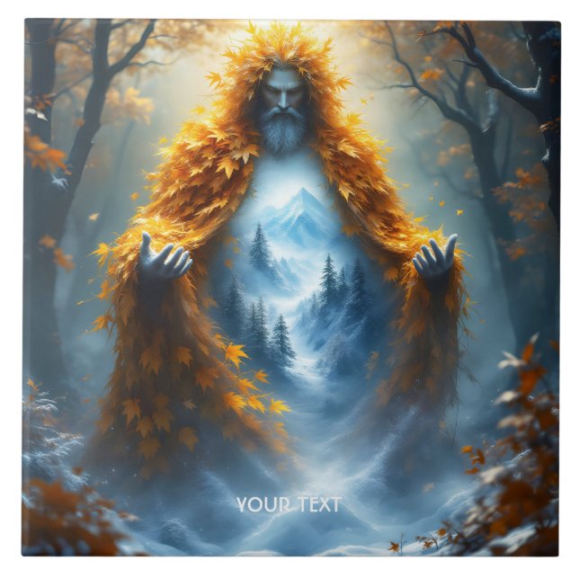 Fantasy Cute God Of Autumn Ceramic Tile (Front)