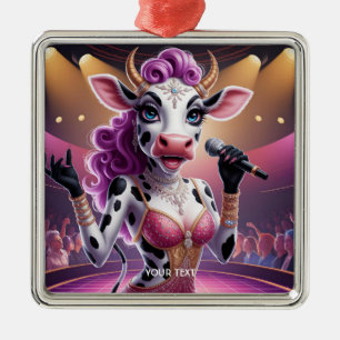 Fantasy Cute Gorgeous Cow Popstar Metal Ornament