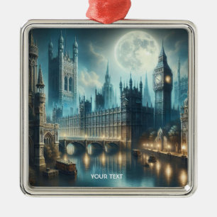 Fantasy Cute Gothic London Night Metal Ornament