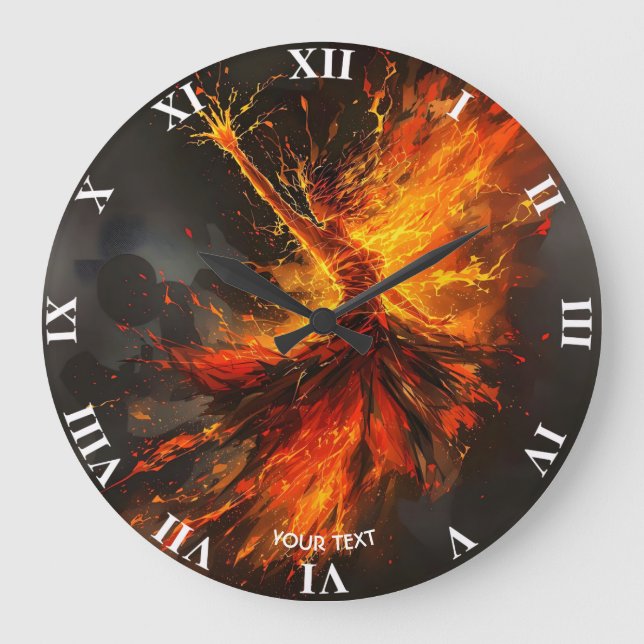 Fantasy Cute Grand Flames Flamenco Large Clock (Front)