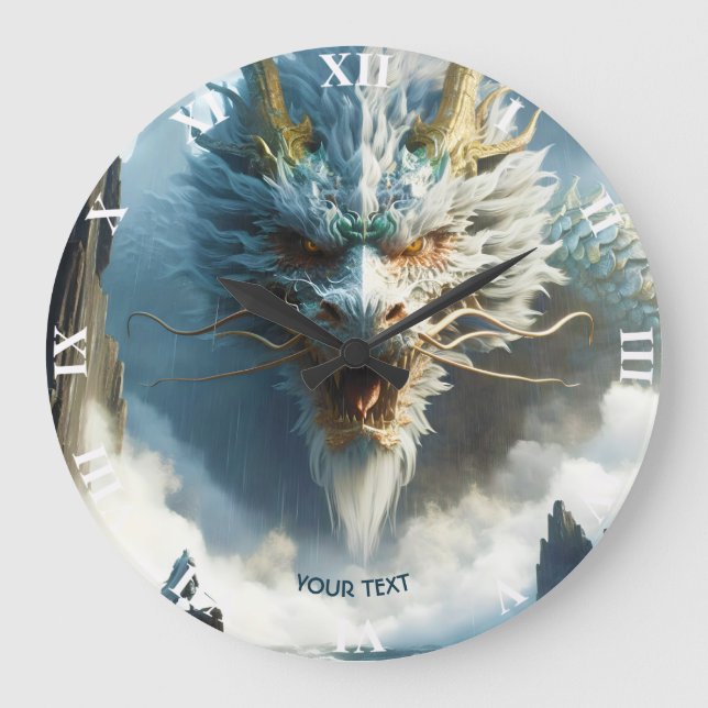 Fantasy Cute Great Strong Dragon Large Clock (Front)