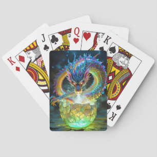Fantasy Cute Green Dragon Egg Playing Cards