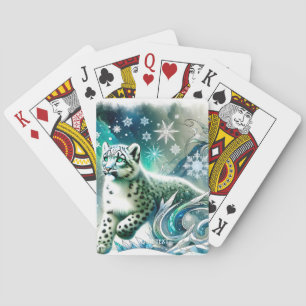 Fantasy Cute Green Eyes Leopard Playing Cards