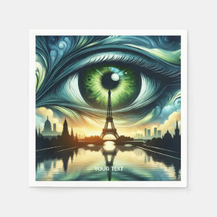 Fantasy Cute Green Eyes Paris Napkin