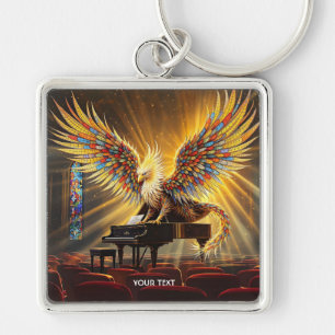 Fantasy Cute Griffon Playing Piano Key Ring