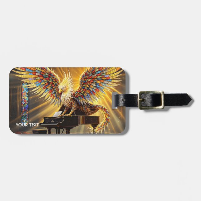 Fantasy Cute Griffon Playing Piano Luggage Tag (Front Horizontal)