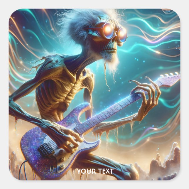 Fantasy Cute Guitar Strange Player Square Sticker (Front)