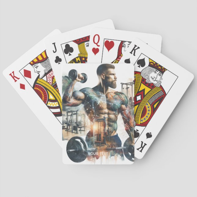Fantasy Cute Gym Athlete Weight Playing Cards (Back)
