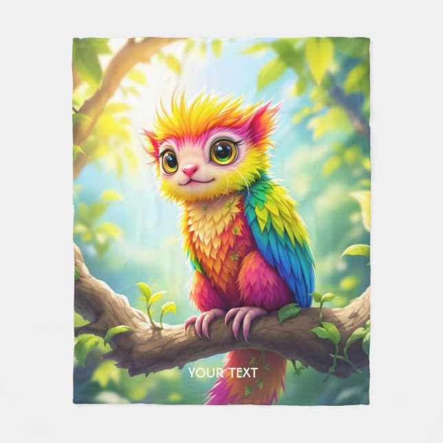 Fantasy Cute Half Ferret Hybrid Fleece Blanket (Front)