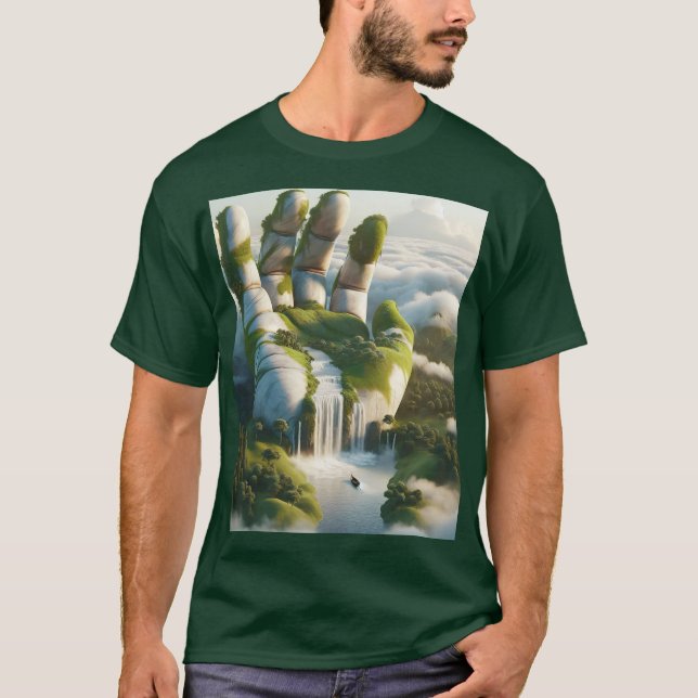 Fantasy Cute Hand Forest Clouds T-Shirt (Front)