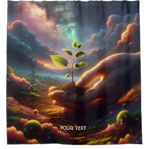 Fantasy Cute Hand Plant Soil Shower Curtain