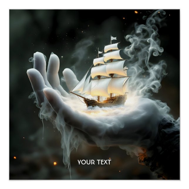 Fantasy Cute Hand Ship Smoke Poster (Front)