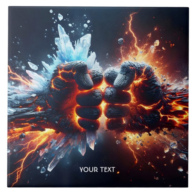 Fantasy Cute Hands Lava Ice Ceramic Tile (Front)