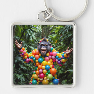 Fantasy Cute Happy Colourful Monkey Key Ring
