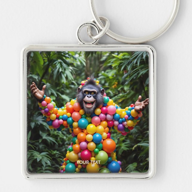 Fantasy Cute Happy Colourful Monkey Key Ring (Front)