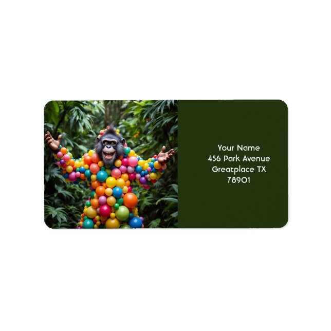 Fantasy Cute Happy Colourful Monkey Label (Front)
