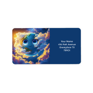 Fantasy Cute Happy Earth Space Label