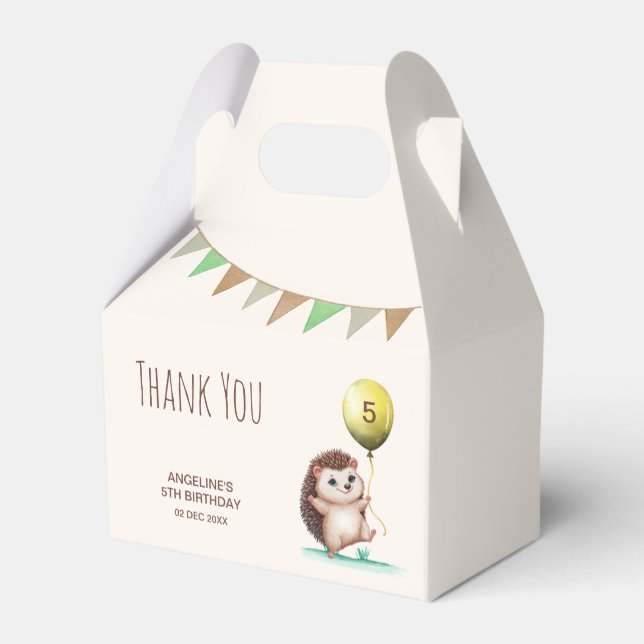 Fantasy Cute Happy Hedgehog Balloon Birthday  Favour Box (Back Side)