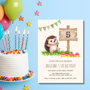 Fantasy Cute Happy Hedgehog Forest Birthday  Invitation