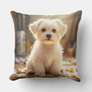 Fantasy Cute Happy Maltese Puppy Cushion