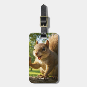 Fantasy Cute Happy Squirrel Forest Luggage Tag