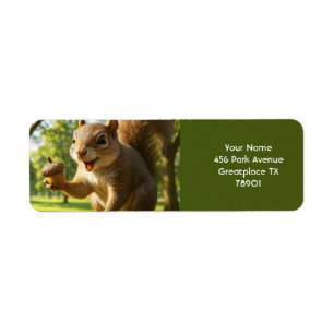Fantasy Cute Happy Squirrel Forest Return Address Label