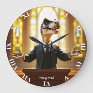 Fantasy Cute Happy Velociraptor Raptor Large Clock
