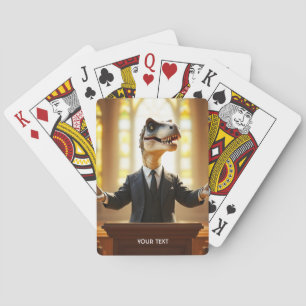 Fantasy Cute Happy Velociraptor Raptor Playing Cards