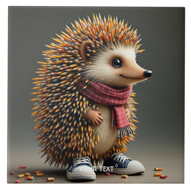 Fantasy Cute Hedgehog Sharp Needles Ceramic Tile (Front)
