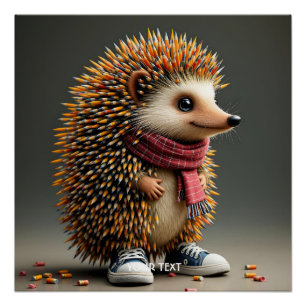 Fantasy Cute Hedgehog Sharp Needles Poster