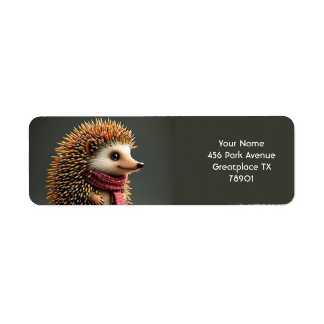 Fantasy Cute Hedgehog Sharp Needles Return Address Label (Front)