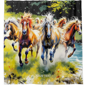 Fantasy Cute Herd Wild Horses Shower Curtain