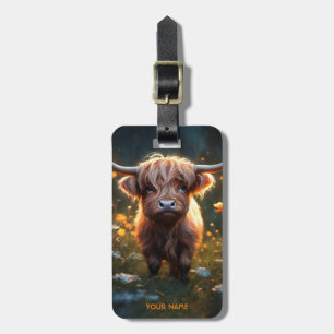 Fantasy Cute Highland Baby Cow Luggage Tag